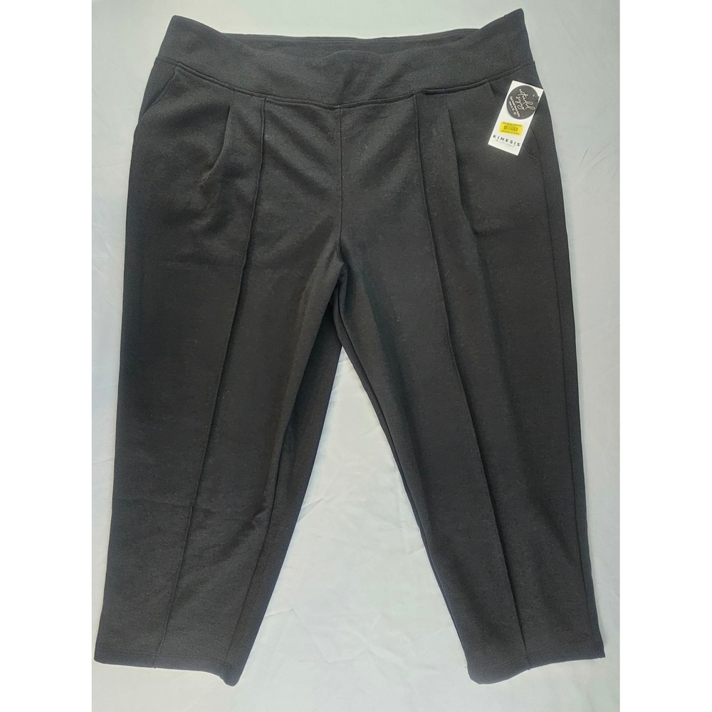 Kinesis Pleated Cropped Scuba Pull On Pants Women's Size 3X Black NWT L288